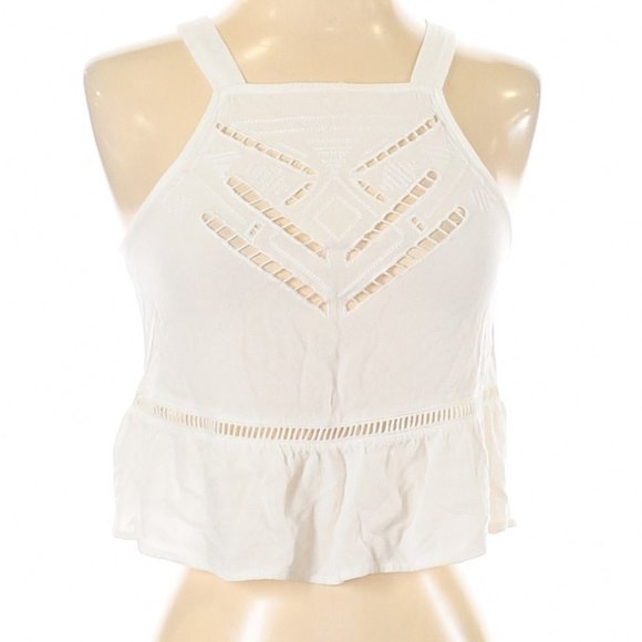 Kendall & Kylie Sleeveless Cropped Blouse in White Size XS - Picture 2 of 8